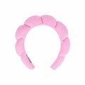 Pink puffy terry-cloth spa face-wash headband