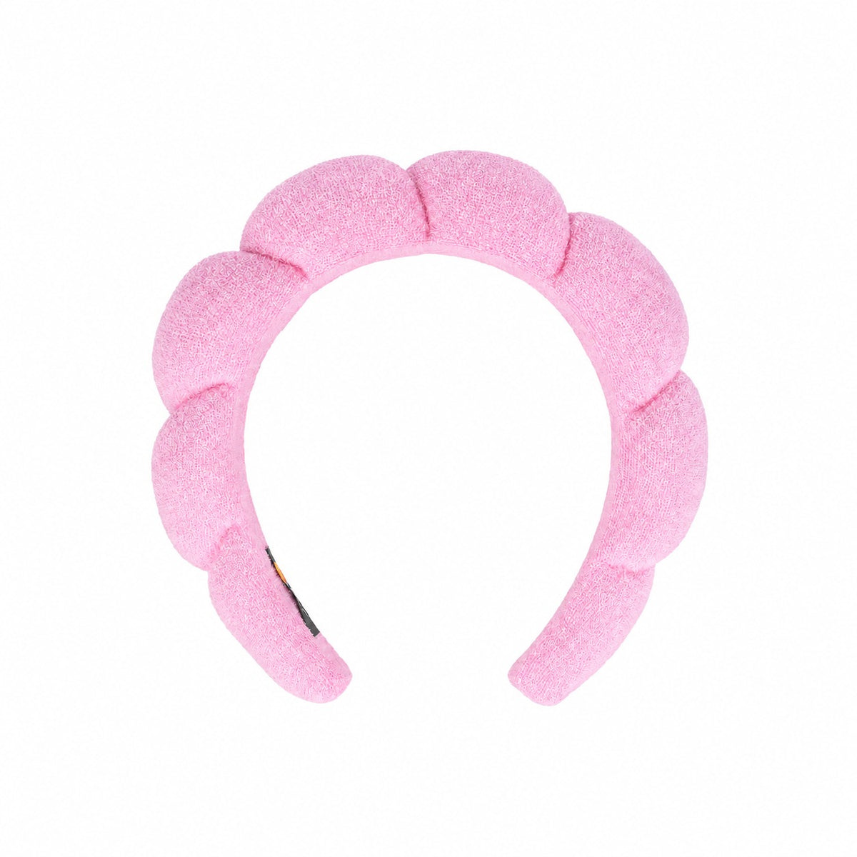 Pink puffy terry-cloth spa face-wash headband