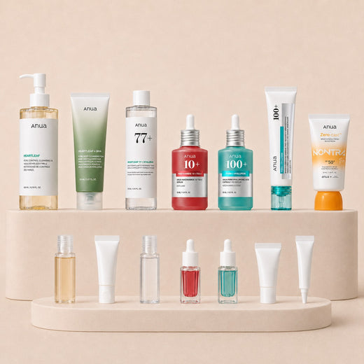 Anua 7-piece routine set with mini sample sizes