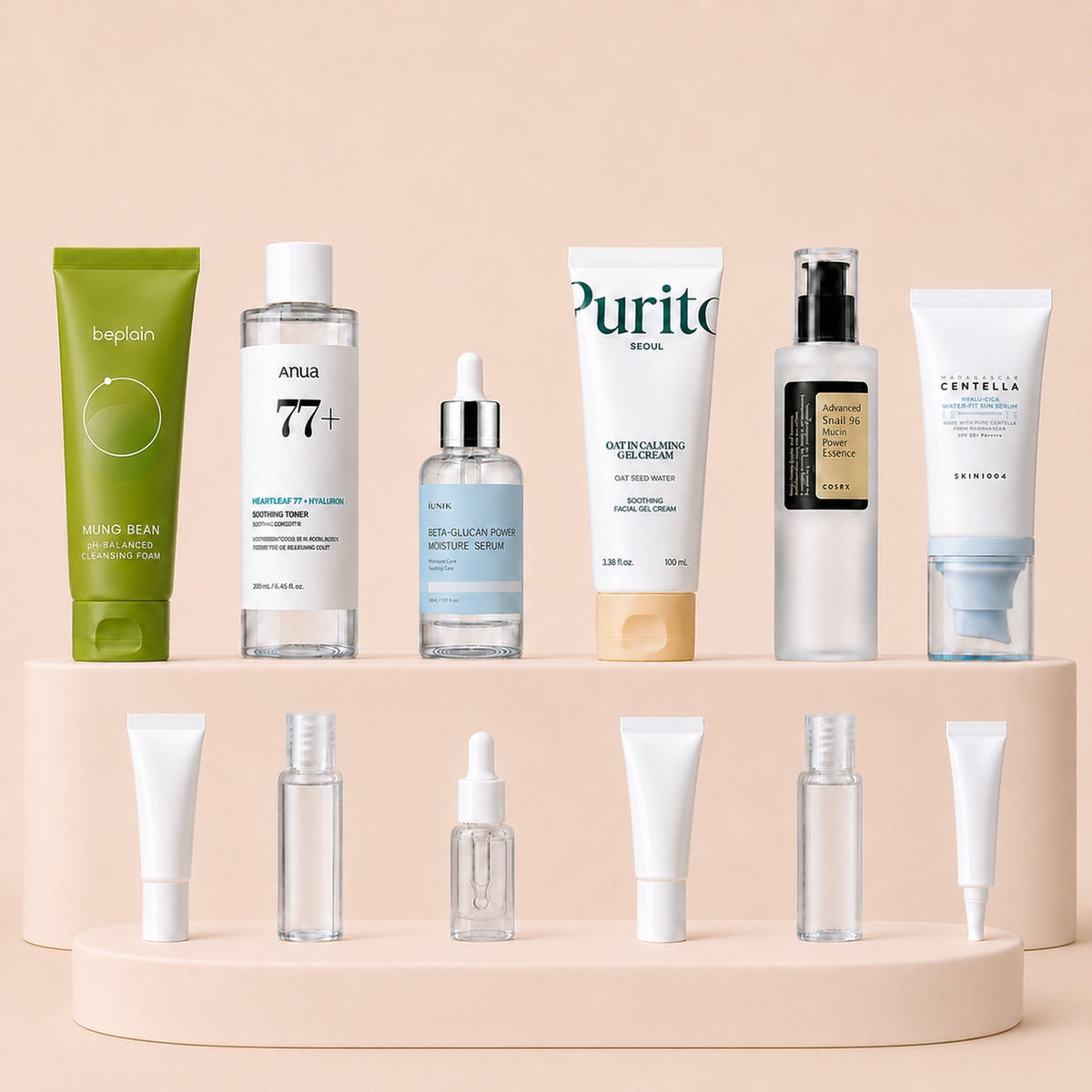 Fungal-acne-safe 6-piece routine set with mini sample sizes