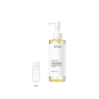 10ml sample bottle next to the full-size Anua Heartleaf Pore Control Cleansing Oil 200ml bottle