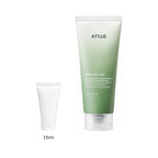 15ml sample tube next to the full-size Anua Heartleaf Quercetinol Pore Deep Cleansing Foam 150ml tube
