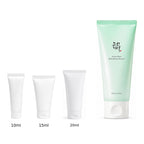 10ml, 15ml and 20ml sample tubes next to the full-size Beauty of Joseon Green Plum Refreshing Cleanser 100ml tube
