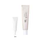 5ml sample tube next to the full-size Beauty of Joseon Relief Sun: Rice + Probiotics 50ml tube