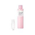 10ml sample bottle next to the full-size medicube PDRN Pink Niacinamide Milky Toner 150ml bottle