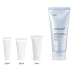 10ml, 15ml and 20ml sample tubes next to the full-size medicube Zero Pore SA Clear Capsule Cleansing Foam 120ml tube