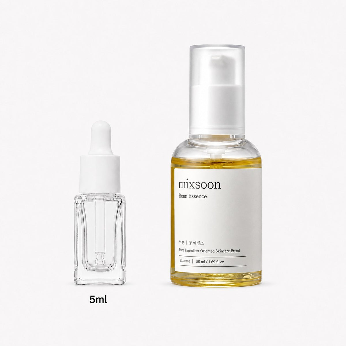 5ml sample dropper next to the full-size mixsoon Bean Essence 50ml bottle