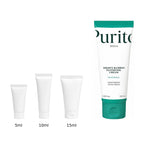 5ml, 10ml and 15ml sample tubes next to the full-size Purito Seoul Mighty Bamboo Panthenol Cream 100ml tube