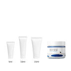 5ml, 10ml and 15ml sample tubes next to the full-size Round Lab Birch Juice Moisturizing Cream 80ml jar