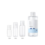 10ml, 20ml and 30ml sample bottles next to the full-size Round Lab 1025 Dokdo Toner 200ml bottle